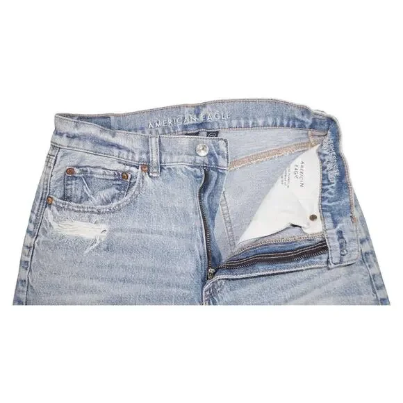 American Eagle Baggy Straight Jeans Women’s 6 Distressed High Rise Denim - Picture 4 of 9
